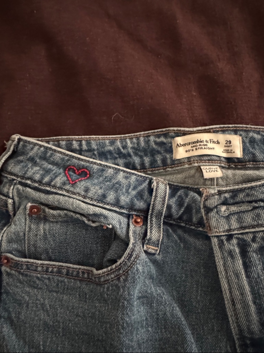 Abercrombie & Fitch Mid Rise 90s Straight Jeans size 29S curve love - Picture 2 of 3